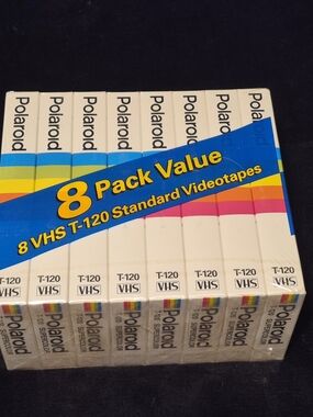 Polaroid Supercolor T-120 Blank VHS Video Cassette Tapes 8 Pack Value Sealed